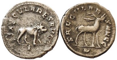 null Rome. Philippe 1er. 244-249. Lot de 2 Antoniniens. R/ SAECVLARES AVGG. Lion...
