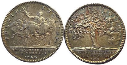 null Louis XV. 2 jetons argent : Extraordinaire des Guerres 1745 (F.A 826) et 1763...