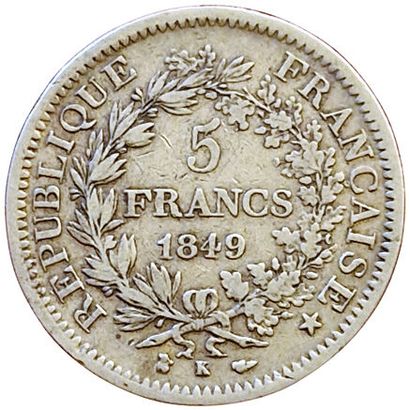 null 5 Francs Hercules 1849 K. Bordeaux. Gad.683. TB+.