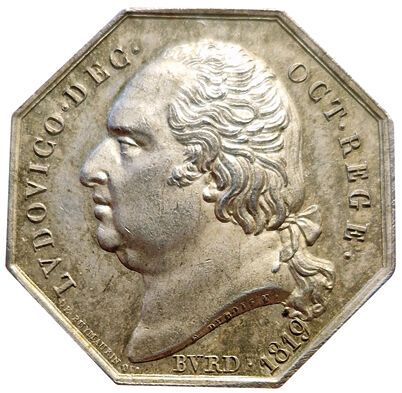 null Louis XVIII. Silver token. Company of the Bridge of Bordeaux. 1819. Card 1229A....