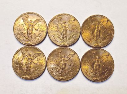 Mexique. Lot de 6 pièces de 50 Pesos 1947....