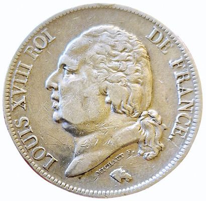 null Louis XVIII. 5 Francs 1821 B. Rouen. Gad.614. 122667 copies.