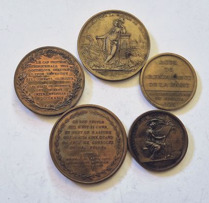 null Lot of 5 bronze medals: Marie Antoinette Act of Beneficence of the Queen, weddings...