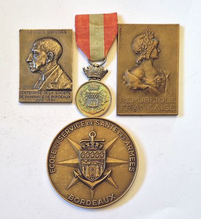 null Lot of 4 Medals and Plaques: Silver Plaque of the Centenary of the Society of...