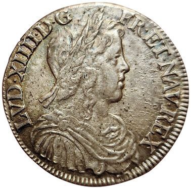 null Louis XIV. Half-Ecu with the long fuse. 1649 G. Pöitiers. 13,65grs. Gad.169...