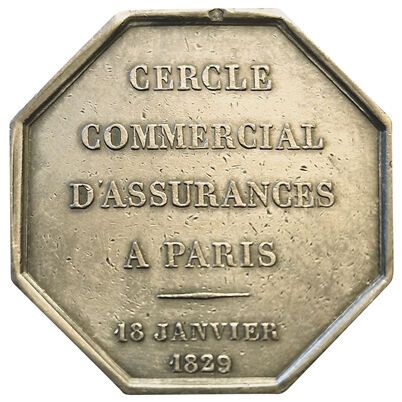 null Commercial Insurance Circle in Paris. 1829. Silver token. Gailh.161 (Lamp)....