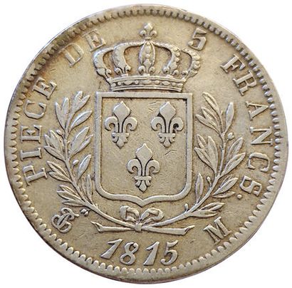 null Louis XVIII. 5 Francs au buste habillé 1815 M. Toulouse. Gad.591. TTB