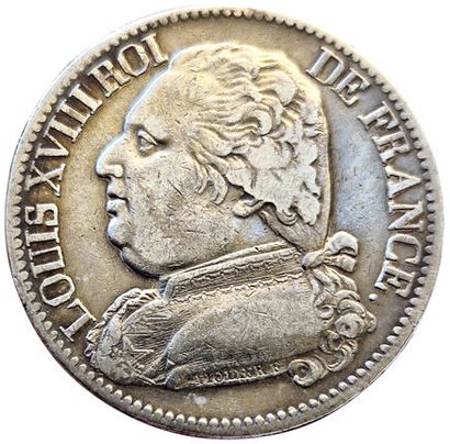 null Louis XVIII. 5 Francs with dressed bust 1814 L. Bayonne. Gad.591. TB+.