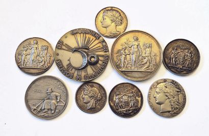 null Lot of 9 silver medals: Agriculture, Horticulture, Viticulture, International...