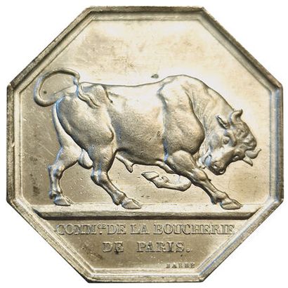 null Corporations. Napoleon III. Trade of the Butchery of Paris. N.D. Silver token....