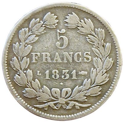 null Louis-Philippe. 5 Francs lauré 1er type 1831 L. Bayonne. Tr. En relief. Gad.677a....