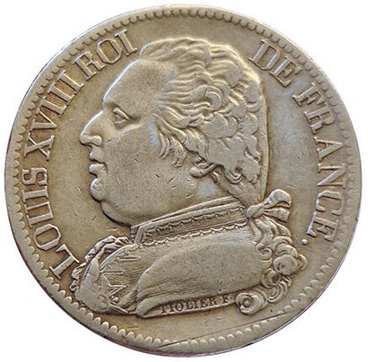 null Louis XVIII. 5 Francs aubuste habillé 1815 L. Bayonne. Gad.591. TTB