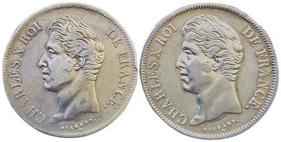 null Charles X. 2 coins : 5 Francs 1828 MA and 1829 B. VG and TTB+.