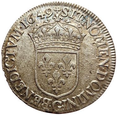 null Louis XIV. Demi-Ecu à la mèche longue. 1649 G. Pöitiers. 13,65grs. Gad.169 (...
