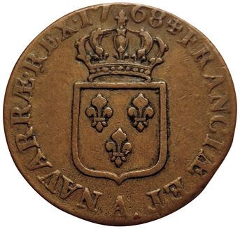 null Louis XV. Ground with the old head. 1768 A. 11.64grs. Gad.280. TTB+