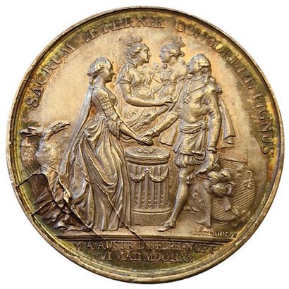 null Louis XV. Silver medal. Wedding of the Dauphin. Inscribed slice : 16 GERMINAL...