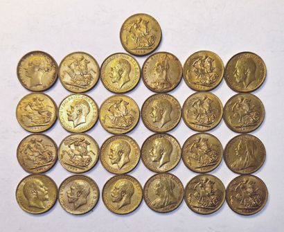 null England. Lot of 25 coins of 1 Sovereign. Various dates. TTB to SUP

For security...