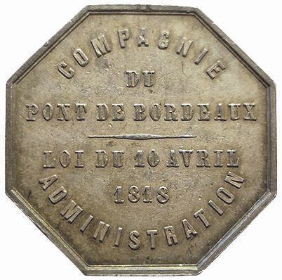 null Louis XVIII. Silver token. Company of the Bridge of Bordeaux. 1819. Card 1228...