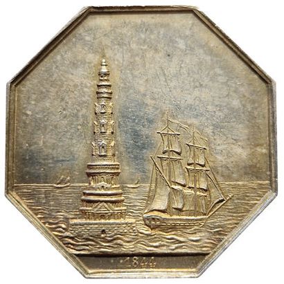 null Silver token. Maritime Insurance La Gironde. 1844. Card 1261 (Bee). SUP