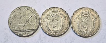 null 3 silver tokens : Bourgogne Vicomte de Sassenay 1782 ( F.A 9920, 2 ex.), Majorité...