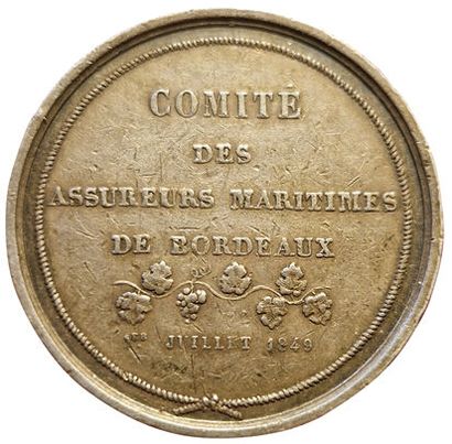null Jeton argent. Comité des Assureurs Maritimes de Bordeaux. 1849. Carde 1251 (Main)....