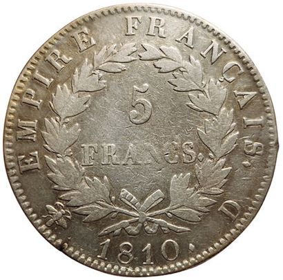 null 1st Empire. 5 Francs 1810 D. Lyon. Gad.584. 48213 copies.