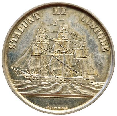 null Silver token. Maritime Insurance of Bordeaux. 1859. Carde 1252 (Main). Rare...