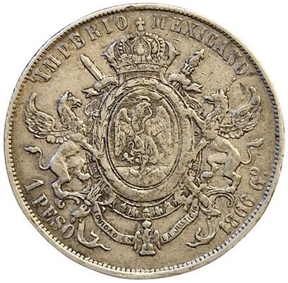 null Mexico. Maximilian. Peso 1866 G°. Guanajuato. 26,96grs. Very rare! TB