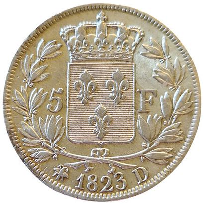 null Louis XVIII. 5 Francs 1823 D. Lyon. Gad.614. TTB