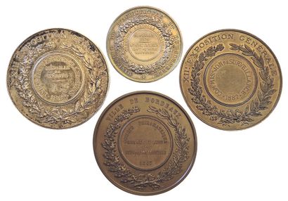 null Lot of 4 medals : Silver medal Concour Agricole Régional, Bordeaux 1876 (SUP...