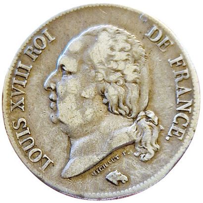 null Louis XVIII. 5 Francs 1817 T. Nantes. Gad.614. 25073 ex. Rare! VG+.
