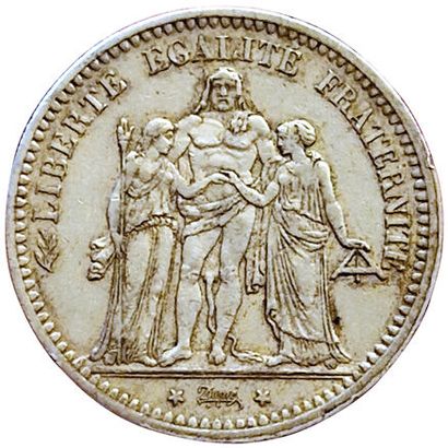 null 5 Francs Hercules 1870 A. Paris. Gad.745. Rare in the state. TTB+.