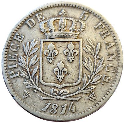 null Louis XVIII. 5 Francs au buste habillé 1814 W. Lille. Gad.591. 104480 ex. T...