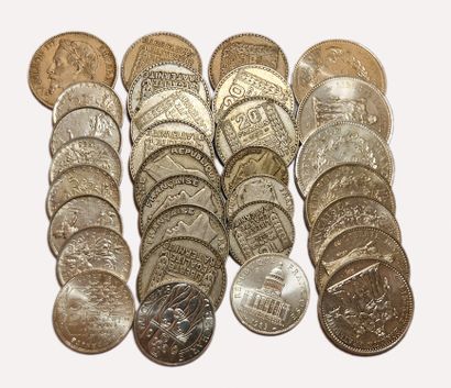 null Lot de 35 monnaies argent : 50 Frs Hercule (x3), 10 Frs Hercule (x4), 100Frs...