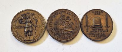 null Henri II. Lot of 3 bronze medals, Refrappes18th/early 19th c. : Conquests (SUP,...