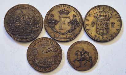 null Lot of 5 bronze medals, Refrappes 18th/19th c.: François de Lorraine, Duke of...