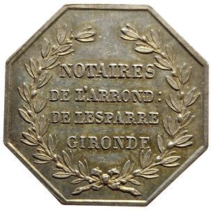 null Silver token. Notaries of the Arrt. of Lesparre (33). Card 1914 (Main). SUP