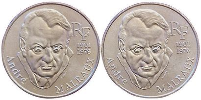 null 2 monnaies : 100 Francs André Malraux 1997 (2 ex.). Gad.954. SUP à SPL