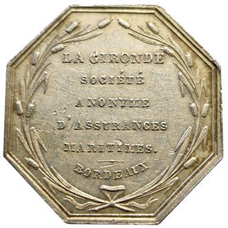 null Jeton argent. Assurances Maritimes La Gironde. 1838. Carde 1260 P (lampe). Rare !...