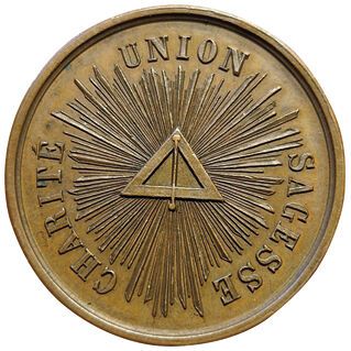 null Copper token. Freemasonry. English Lodge 204. Bordeaux. Carde 1096 (Main). ...