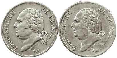 null Louis XVIII. 2 monnaies : 5 Francs 1818 B et 1819 A. TTB
