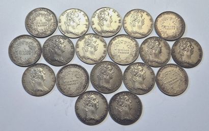 null Louis XV. 18 silver tokens : French Academy N.D. TTB and TTB+.