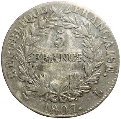null 1er Empire. 5 Francs 1807 L. Bayonne. Gad.581. TB+