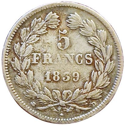 null Louis-Philippe. 5 Francs 1839 D. Lyon. Arche. Gad.678. TB