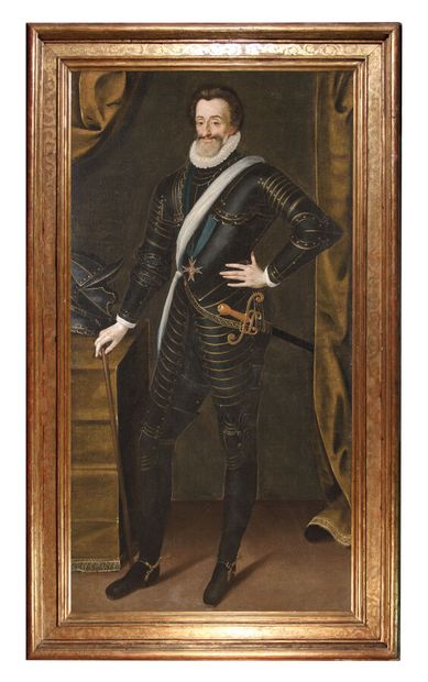 null Attribué à Charles MARTIN (Paris 1562-1646)*
Portrait du roi Henri IV en armure
Toile.
190...
