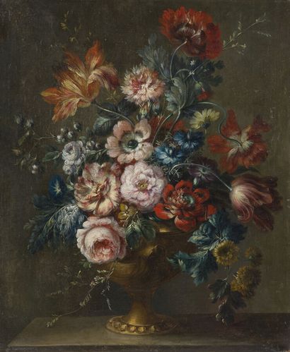 null ÉCOLE ITALIENNE VERS 1700
Bouquet de fleurs dans un vase
Toile d'origine.
65...