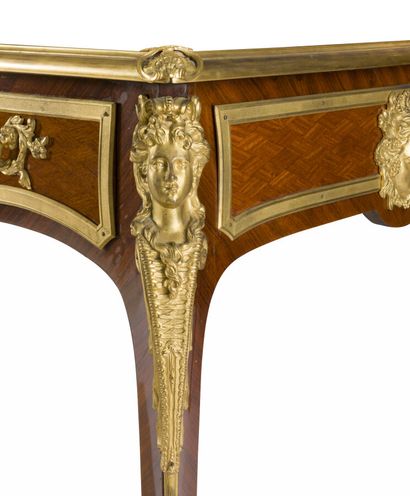 null LARGE DESK IN THE TASTE OF ANDRÉ-CHARLES BOULLE
in marquetry and violet wood,...