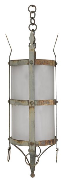 null THREE LANTERNS IN WROUGHT IRON
of circular form, with decoration of pastilles...