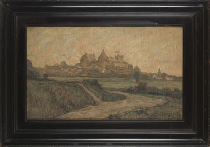 null Dirk WIGGERS (1866-1933)
Castle and village on a hill
Charcoal and pastel drawing,...