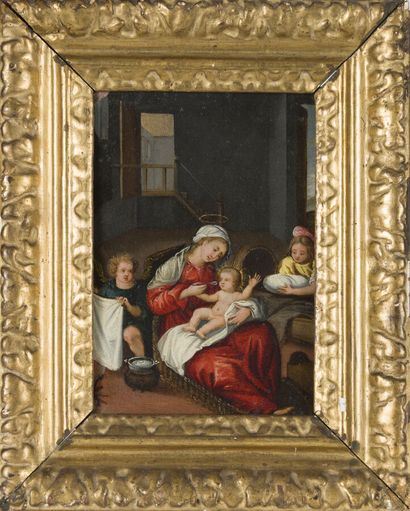 null ÉCOLE XVIIe SIÈCLE
La vierge Marie et l'enfant Jésus
Cuivre.
17,5 x 11,5 cm...